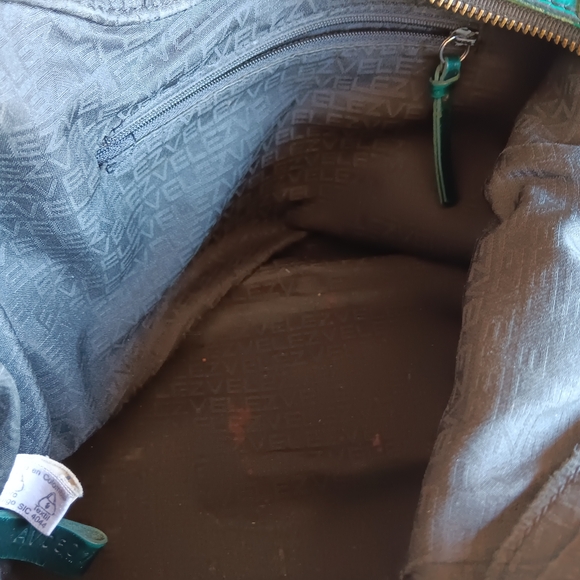 Authentic Velez Columbia Dark Teal Hand painted Leather Shoulder Bag - Picture 4 of 12